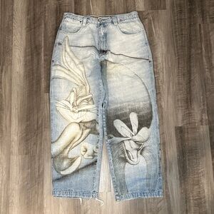 Lot 29 x Looney Tunes Leg Print Vintage Y2K Baggy Jeans - 36
